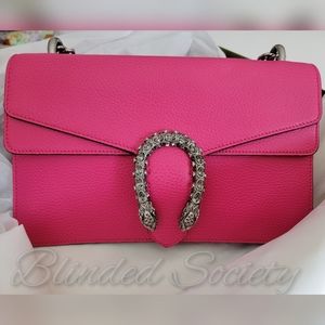 Gucci Dionysus Crystal Embellished Chain Handbag Small Size Pink Leather